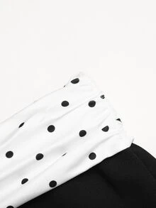 SHEIN 青少年女孩時尚休閒街頭風日常拼接撞色直筒長褲 - 黑色 - 查看 5
