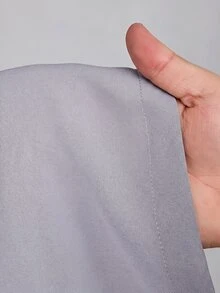 SHEIN CURVE+ 大尺碼女款純色百褶褲，黑色寬鬆寬腿褲，Curve Plus，Hoho Vacation - 灰色 - 查看 8