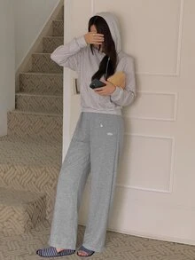 DAZY Women's Striped Long Sleeve Top And Pants Casual Daily Loungewear Set - Grey - View 7