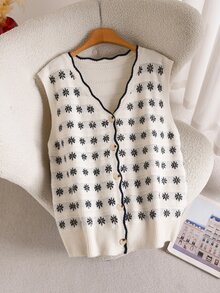 CosyJoli Plus Size Women Contrast Color Casual Daily Wear Knit Vest - Multicolor - View 5