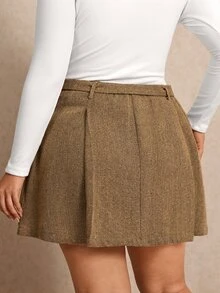 Elaquor Plus Size Solid Color Casual Versatile Daily Wear Mini Skirt - Multicolor - View 2