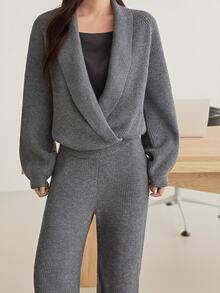 Dazy-Less Women Sweater Co-Ords - Dark Grey - View 5