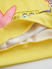 SpongeBob SquarePants | SHEIN Young Boy Cartoon Print Long Sleeve Sweatshirt And Jogger Pants Set - Yellow - View 10