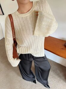 Dazy Plus Sequin Embellished Pullover Sweater, Casual Blogger Style, Spring/Autumn New Arrival - Apricot - View 5