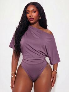 Radiana Plus Size Bodysuits Going Out Night Purple Summer Sexy - Dusty Purple - View 1