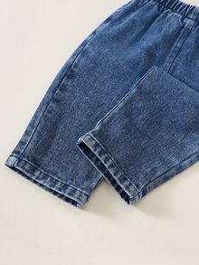 男嬰幼兒 2件組秋冬加厚抓絨時尚可愛泰迪熊圖案衛衣與牛仔褲套裝，可拆卸領口。嬰兒冬季服飾，牛仔布，牛仔褲，運動套裝 - 綠色 - 查看 6