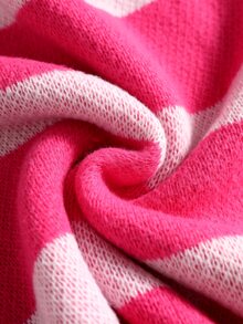 ROMWE MEN Men's Round Neck Striped Contrast Color Embroidered Fashion Sweater - Hot Pink - View 7