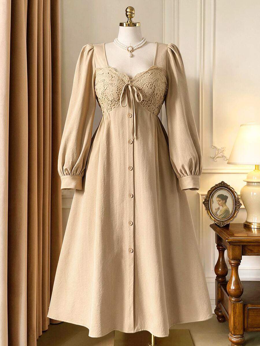 Rometta Plus Size Dresses - Khaki - View 1