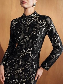 MOTF PREMIUM AUTUMN/WINTER WOMEN'S BLACK ELEGANT DRESS - Black - View 3