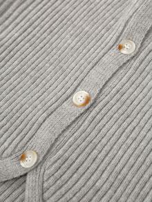 Autumina 2pcs Soft Arctic Fleece Crew Neck Single-Breasted Women's Sweater Set - Grey - View 8