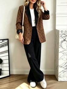 Zayélia Women's Polka Dot Long Sleeve Top And Loose Pants 2 Pieces Set - Multicolor - View 3