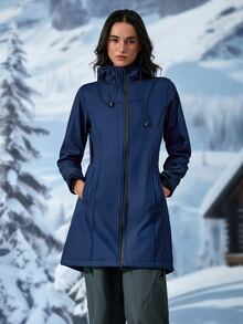 Exploreva Exploreva Women's Colorblock Casual Daily Outdoor Fleece Long Sleeve Jacket - Navy Blue - View 6