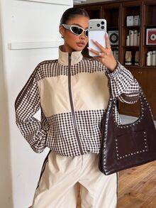 Muchica Women's 2 Pieces Winter Set, Including Colorblock Jacket And Casual Pants, Suitable For Women's Casual Wear And Work Occasions. - Multicolor - View 6