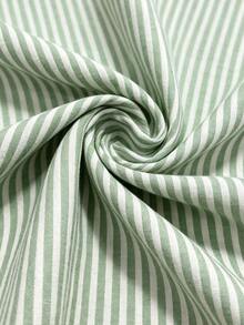 GlowEve CURVE Plus Size Collared Single-Breasted Striped Shirt & Sleeveless Tank Top 2 Pieces Set - Green - View 4