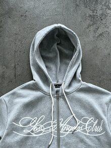 Manfinity Roghcode Men's Plus Size Hooded Zip-Up Sweatshirt Sweatshirt And Pants Set - Grey - View 5