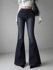 FRIFUL Women's Casual Daily Travel Denim Jeans With Pockets And Buttons - Blue - View 7