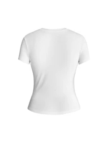ROMWE Women's T-Shirt Short Sleeve 2 In 1 Skeleton Bone Gothic Punk Rock Street Vintage Distressed Burnout - Black and White - View 2
