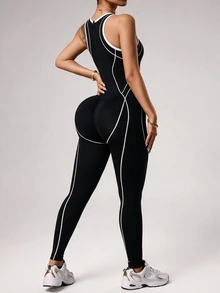Slayform Mono deportivo de bloques de color para mujer - Negro - Ver 8