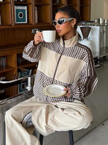 Muchica Women's 2 Pieces Winter Set, Including Colorblock Jacket And Casual Pants, Suitable For Women's Casual Wear And Work Occasions. - Multicolor - View 5