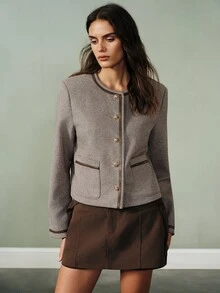 Aveloria Modichic Women's Elegant Fashionable French Vintage Commuter Metal Buckle Jacket - Multicolor - View 3
