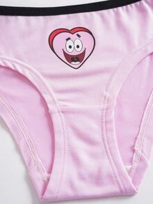 SpongeBob SquarePants | SHEIN 4pcs Girls Toddler Triangle Panties Digital Print All-Over 2pcs + Heat Transfer 2pcs Cute & Adorable 4-7Y - Pink - View 4