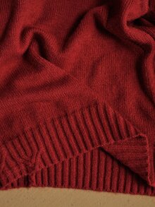 Anewsta Essential Women's New Autumn/Winter Slimming Versatile High Neck Knit Sweater Top - Red - View 8