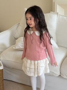 DAZY Infant (Girl) Colorblock Peter Pan Collar Long Sleeve Top - Mustard Yellow - View 11