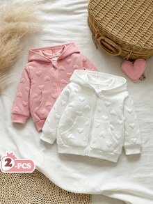 Vintaside Kids 女嬰針織拉鍊連帽外套 秋冬季可愛寬鬆甜美粉色 日常卡其薄荷印花運動衫套裝 上衣與運動長褲套裝 - 彩色 - 查看 1