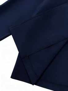 Franclia 女款秋冬基礎款鈕扣裝飾收腰長袖風衣外套 - 藏蓝色 - 查看 6