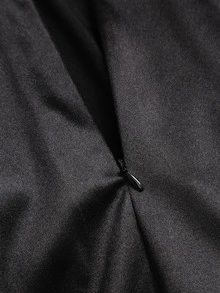 SHEIN PETITE Women's Black Elegant Casual Minimalist Commute Asymmetrical Hem Lace Trim Patchwork Skirt - Black - View 5