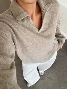 Dazy Plus Plus-Size Loose-Fitting Autumn And Winter Long-Sleeved Pullover Sweater For Commuting - Khaki - View 1