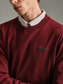 Calmiston Men's Casual Versatile Daily Wear Long Sleeve Sweater Festival Boys Fall/Winter Daily New Pull, Sweaters - Burgundy - View 10