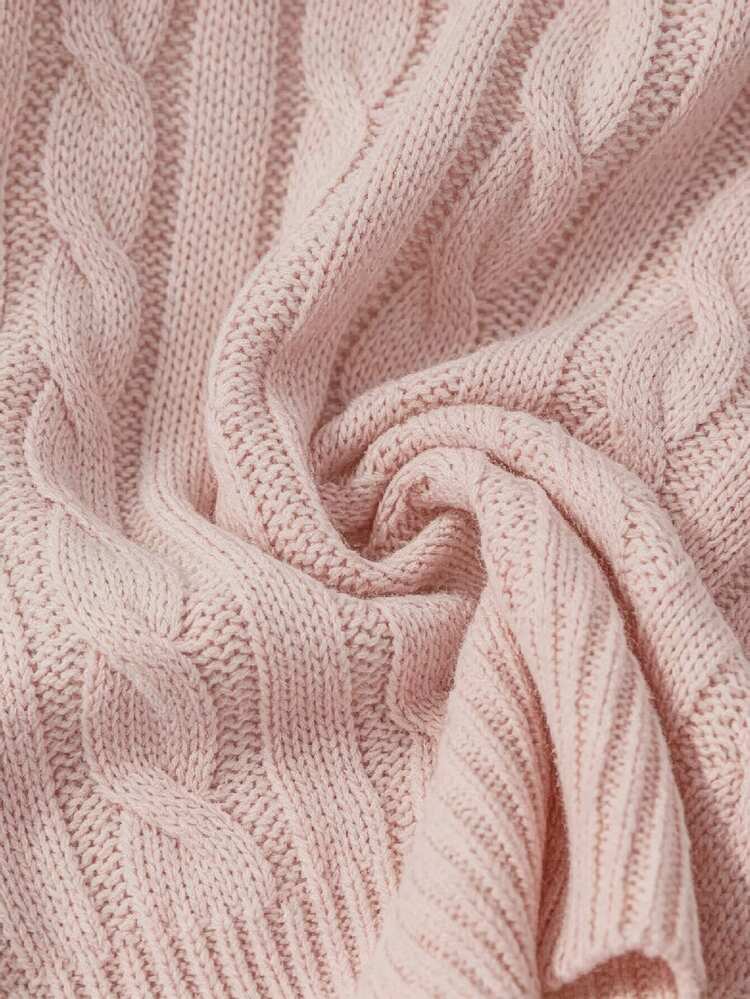 GlowEve CURVE Autumn/Winter Plus Size Women Casual Fashion Slimming Round Neck Long Sleeve Cable Knit Pullover Sweater - Baby Pink - View 4
