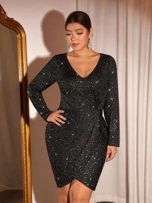Cravure Plus Size Dresses - Black - View 1