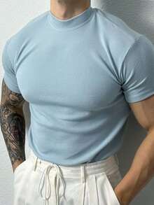 Gym Rark 男士立領短袖修身純色百搭極簡運動T恤 - 彩色 - 查看 3