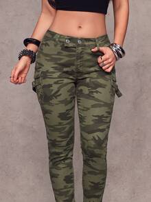 Jeanoix Plus Size Fashionable Camouflage Denim Skinny Jeans - Multicolor - View 4