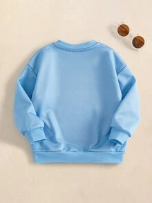SpongeBob SquarePants | SHEIN Young Boy Cartoon Print Long Sleeve Crew Neck Sweatshirt - Blue - View 2