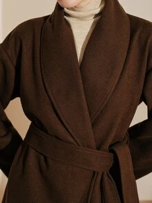 Arave Women's French Vintage Long Sleeve Versatile Wool Blend Coat - Brown - View 7