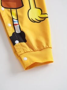 SpongeBob SquarePants | SHEIN Baby Boy Cartoon Pattern Round Neck Casual Daily Long Sleeve One Piece Pants - Yellow - View 6