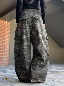 DAZY Women's Camouflage Casual Daily Travel Denim Jeans With Pockets And Buttons - Army Green - View 6