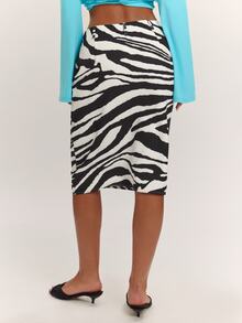 SHEIN BAE Women's Zebra Print Sexy Bodycon Skirt - Black and White - View 2