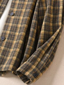 Rusticease Women's Street Fashion Plaid Button Long Sleeve Jacket - Multicolor - View 3