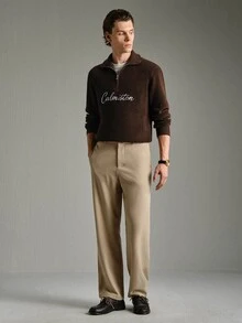 Calmiston 男士字母圖案休閒日常穿著長袖針織衫 - 彩色 - 查看 6