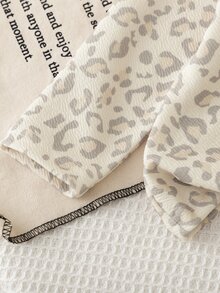 Baby Girls Leopard Polo Wide Leg Pants 2 Pcs Set,Beige Elastic Waistband.Suburban Outings, Shopping, Other Occasions, Spring /Autumn/Winter - Khaki - View 4