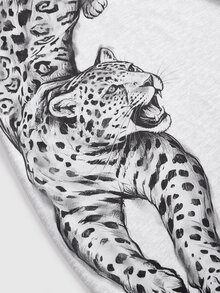 Sweetness Women's Hoodie Sweatshirt & Camisole Dress 2pcs Set Grey Leopard Print - Grey - View 3