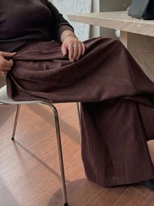 Dazy Plus Women's Loose Wide Leg Commuter Casual Business Pants, Spring/Autumn - Burgundy - View 1
