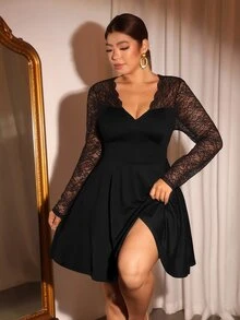 Cravure Plus Size Dresses - Black - View 4