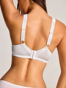 Barelissa Women's Wireless Satin & Mesh Fabric Patchwork Bra, 1pc - White - View 2
