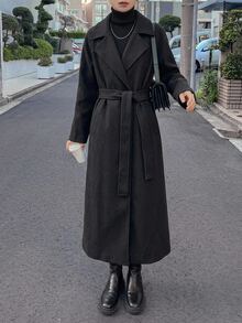 DAZY Women's Long Overcoat, Classic Fashion, Suitable For Dating, Vacation, Party, Daily Outings, Gatherings, Outdoor Activities, Commuting, Street Style - Black - View 6