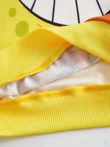 SpongeBob SquarePants | SHEIN Young Boy Cartoon Pattern Long Sleeve Crew Neck Raglan Sweatshirt - Yellow - View 7